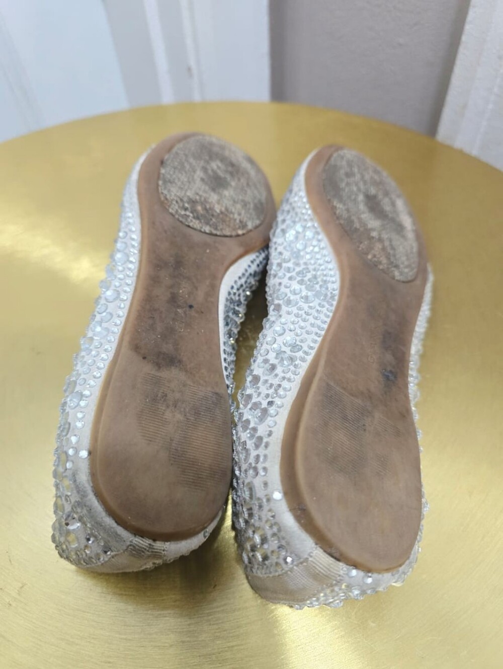 GIANNI BINI Ballet Flats Bling Silver Diamond Rhinestone Loafers 6M - Picture 5 of 7